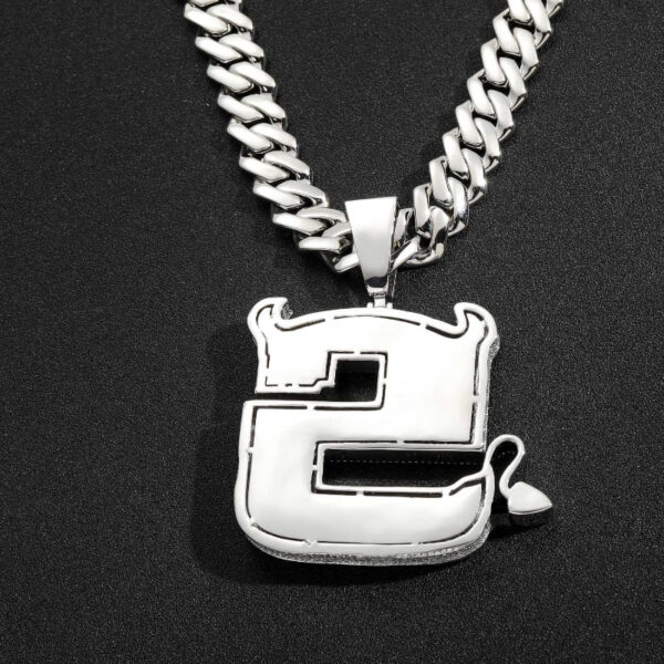 ICETOPLUXE back view of S letter bling iced out pendant, highlighting quality craftsmanship in jewelry