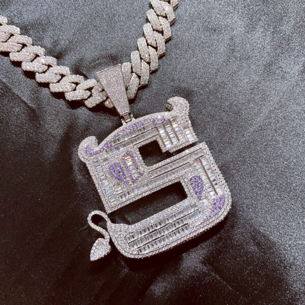 ICETOPLUXE iced out S letter pendant with stunning CZ diamonds, ideal for hip hop jewelry collection