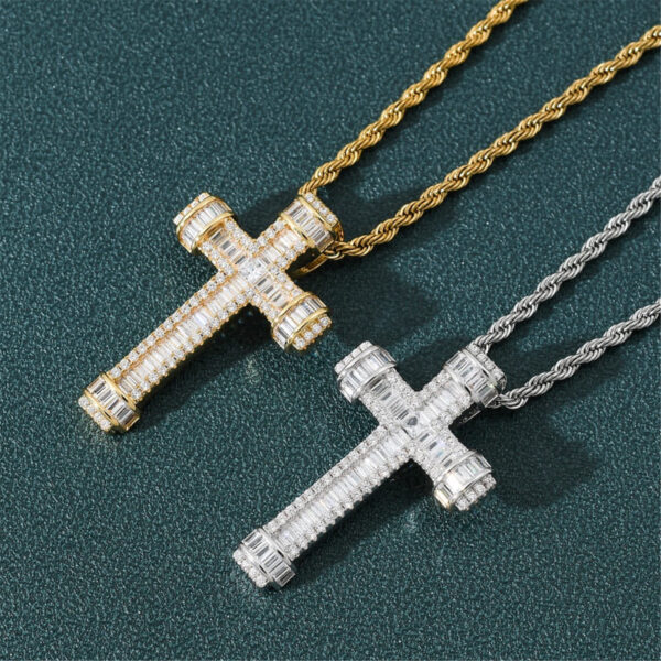 ICETOPLUXE gold and white scepter cross necklaces displayed together, perfect for any hip hop jewelry lover