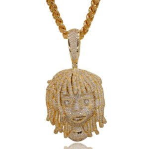 ICETOPLUXE iced out dreadlocks reggae rapper pendant with glossy Cuban chain, fully inlaid shine for hip hop style