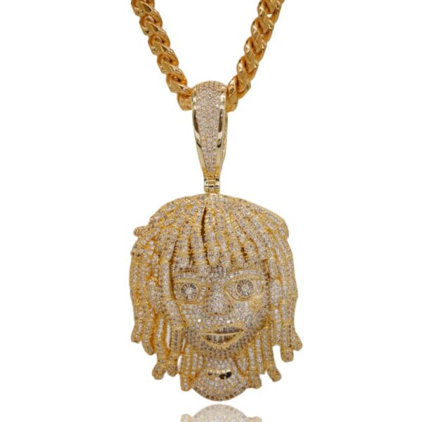 ICETOPLUXE iced out dreadlocks reggae rapper pendant with glossy Cuban chain, fully inlaid shine for hip hop style