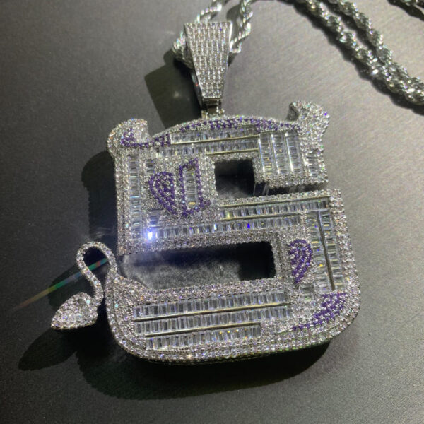 ICETOPLUXE S letter iced out pendant with rope chain, ideal for stylish men’s hip hop jewelry collection