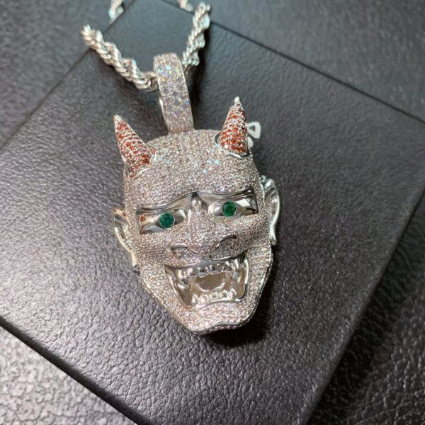 ICETOPLUXE white Yaksha ghost pendant necklace, hip hop jewelry for men, present for Halloween