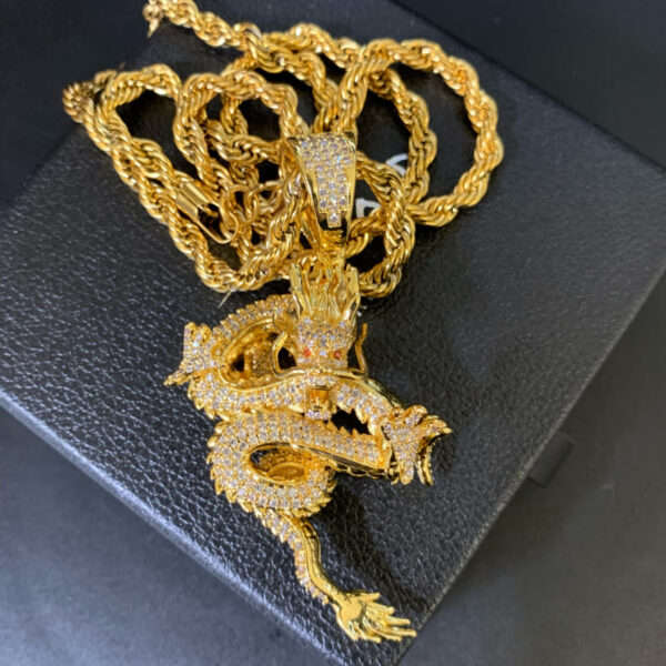 ICETOPLUXE Imperial Shenlong pendant, in gift box, luxury 18K gold plated hip hop jewelry for men.